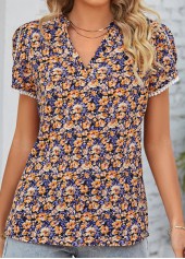 Patchwork Ditsy Floral Print Multi Color Blouse