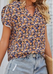 Multi Color tops,Ditsy Floral tops,Plants tops,Patchwork Ditsy Floral Print Multi Color Blouse