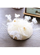 Mesh Stitching White Floral Design Hat