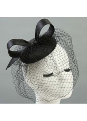 Retro Bowknot Design Hemp Black Hat