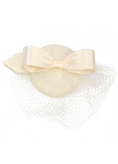 White accessories,Plain Color accessories,White Bowknot Design Retro Hemp Hat
