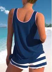 Navy swimwear,Plants swimwear,Letter swimwear,Geometric swimwear,Striped swimwear,ROTITA Tie Navy Tropical Plants Print Tankini Set