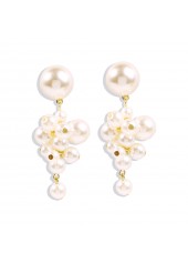 Pearl Design Grape Detail White Earrings