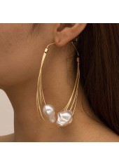 Gold Layered Asymmetric Pearl Detail Earrings