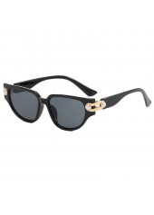 schwarze eckige Cat-Eye-Sonnenbrille mit Perlenmuster