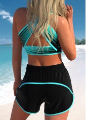 Cyan swimwear,Black swimwear,Ombre swimwear,Striped swimwear,ROTITA Criss Cross Cyan Ombre High Waisted Bikini Set