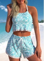 ROTITA Tie Light Blue High Waisted Bikini Set