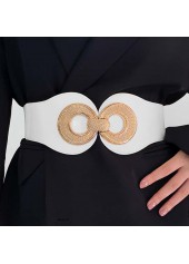 White Circular Ring Faux Leather Belt