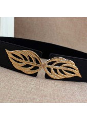Black accessories,Other accessories,Leaf Design Black Faux Leather Belt