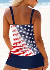 Navy swimwear,White swimwear,Flag swimwear,Striped swimwear,ROTITA Circular Ring Navy Flag Print Tankini Set