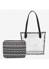 Black accessories,Striped accessories,Geometric accessories,Tribal accessories,Black Zip Detail Striped Bag and Inner Pouch