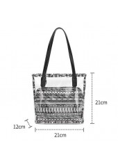 Black accessories,Striped accessories,Geometric accessories,Tribal accessories,Black Zip Detail Striped Bag and Inner Pouch