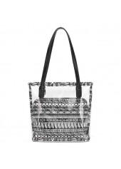 Black Zip Detail Striped Bag and Inner Pouch