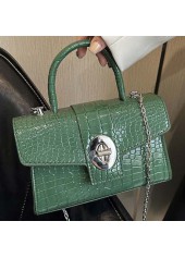 Green accessories,Plain Color accessories,Green PU Detail Chains Turnlock Hand Bag