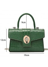 Green accessories,Plain Color accessories,Green PU Detail Chains Turnlock Hand Bag