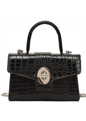 Black Chains Detail Turnlock Hand Bag