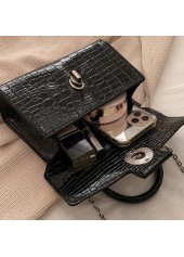 Black accessories,Plain Color accessories,Black Chains Detail Turnlock Hand Bag