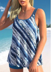 ROTITA Patchwork Dusty Blue Tie Dye Print Tankini Set