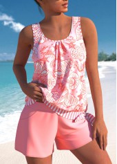 Rotita Asymmetry hellrosa Tankini-Set mit Tiermuster