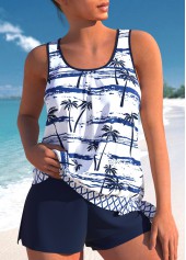 Navy plus size,Plants plus size,Geometric plus size,ROTITA Plus Size Mid Waisted Patchwork Tankini Set