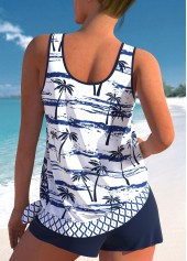 Navy plus size,Plants plus size,Geometric plus size,ROTITA Plus Size Mid Waisted Patchwork Tankini Set
