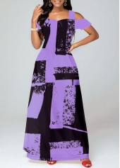 Purple dresses,Graphic dresses,ROTITA Pocket Graffiti Print Pink O Shape Maxi Dress