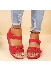 Red accessories,Plain Color accessories,Red Mid Heel Velcro Open Toe Slippers