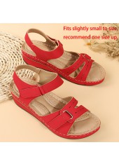 Red accessories,Plain Color accessories,Red Mid Heel Velcro Open Toe Slippers