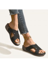 Black accessories,Plain Color accessories,Black Mid Heel Open Toe Sliders