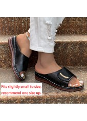 Black accessories,Plain Color accessories,Black Metal Detail Open Toe Sliders