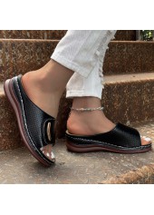 Black accessories,Plain Color accessories,Black Metal Detail Open Toe Sliders