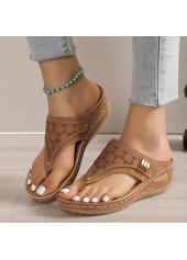 Dark Camel Mid Heel Toe Post Sliders