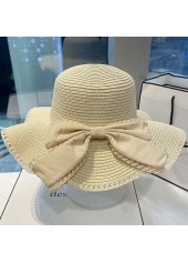 Beige accessories,Plain Color accessories,Bowknot Detail Beige Summer Visor Hat
