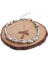 Beige jewelry,Geometric jewelry,Round Conch Design Geometric Pattern Beige Anklet