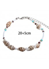 Beige jewelry,Geometric jewelry,Round Conch Design Geometric Pattern Beige Anklet