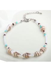 Round Conch Design Geometric Pattern Beige Anklet