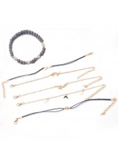 Grey jewelry,Contrast Color jewelry,Goleden Metal Design Moon Grey Bracelet Set