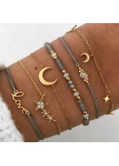Goleden Metal Design Moon Grey Bracelet Set