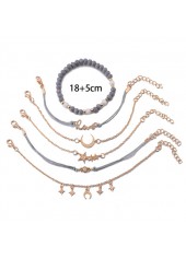 Grey jewelry,Contrast Color jewelry,Goleden Metal Design Moon Grey Bracelet Set