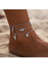 Silvery White jewelry,Other jewelry,Conch Starfish Detail Silvery White Anklet