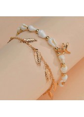 Gold jewelry,Other jewelry,Leaf Layered Starfish Gold Anklet Set