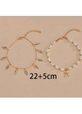 Gold jewelry,Other jewelry,Leaf Layered Starfish Gold Anklet Set