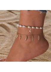 Leaf Layered Starfish Gold Anklet Set