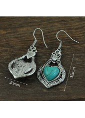 Turquoise jewelry,Other jewelry,Heart Retro Cutout Design Turquoise Earrings