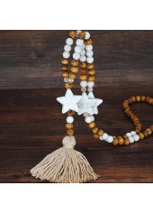 Tassel Star Detail Round White Necklace