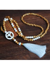 Wood Tassel Round Light Coffee Necklace