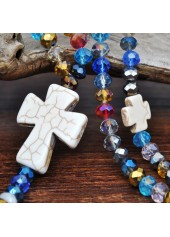 Multi Color jewelry,Contrast Color jewelry,Cross Tassel Design Multi Color Necklace