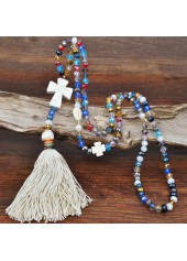 Cross Tassel Design Multi Color Necklace