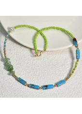 Multi Color jewelry,Geometric jewelry,Stone Detail Round Multi Color Necklace