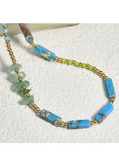 Multi Color jewelry,Geometric jewelry,Stone Detail Round Multi Color Necklace